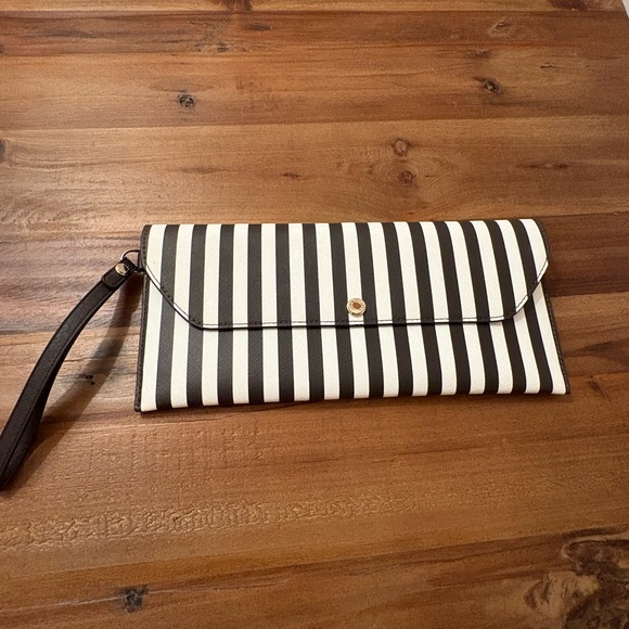 Henri Bendel Black and White Striped Clutch - Picture 2 of 5